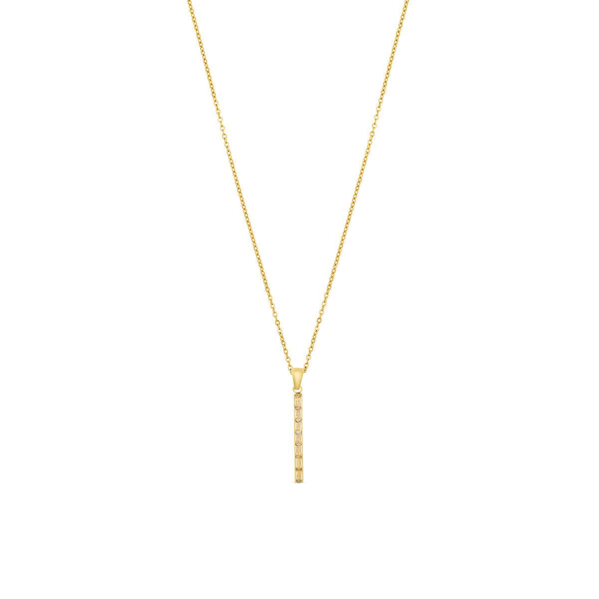 Colar com Pingente de Pedra em Forma de Barra - Dourado